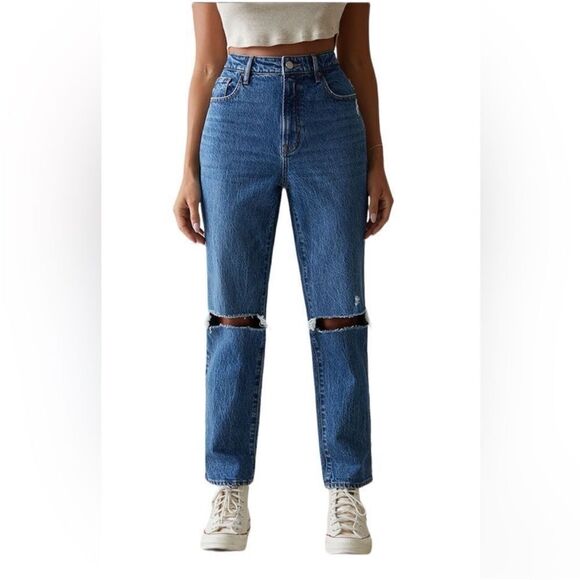 PacSun Eco Stretch Dark Blue Ripped Curve Straight Leg
Jeans - Picture 1 of 13